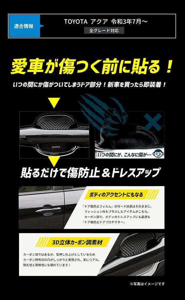 YOURS Aqua Door Scratch Prevention Door Protectors Set of New Aqua Custom Exterior Parts Accessories Dress Up M [BAQ] 4, [2]