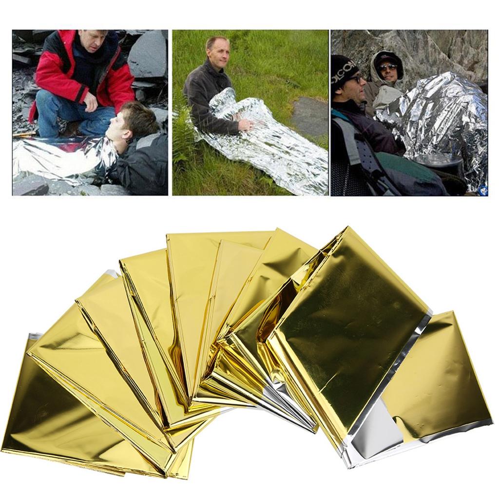 5PCS Outdoor Waterproof Emergency Survival Heat Reserve Reflective Blanket Camping Hiking