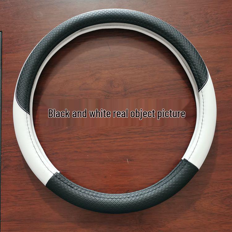 All-Season Anti-Slip Leather Steering Wheel Cover 38cm