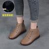 2025 New Winter Warm Cotton Boots Soft Leather Rubber Soft Sole Middle-aged Women's Boots Velvet Cotton Shoes Non-slip Flat Short Boots