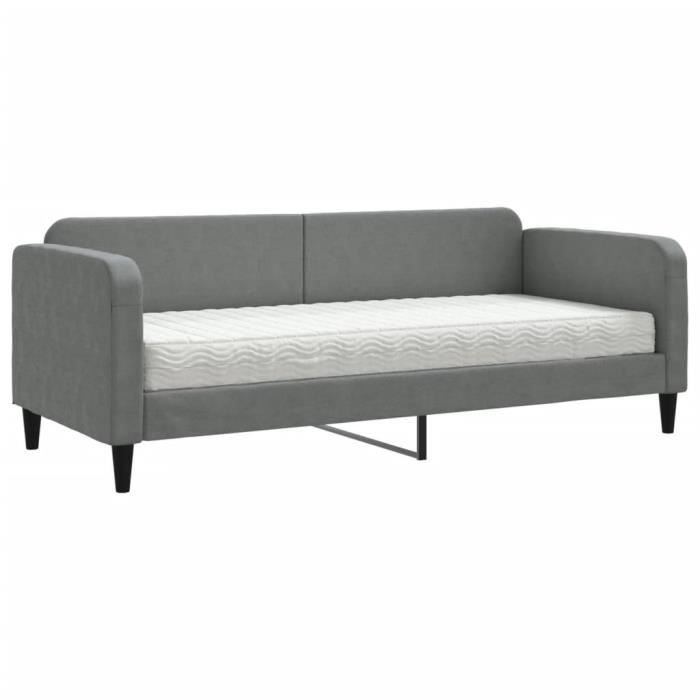 VidaXL Lit de jour avec matelas gris foncé 80x200 cm tissu 3196794