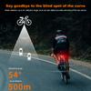 LED Bicycle Intelligent Radar Tail Light 1500mAh Bike Radar Warning Light High Brightness Bicycle Taillight Bike Accessories
