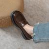 Yuexinwang Leather Flat for Huizhou Women's Shoes Su Yinyin Same Small Leather Shoes Brown New Spring Platform Loafers