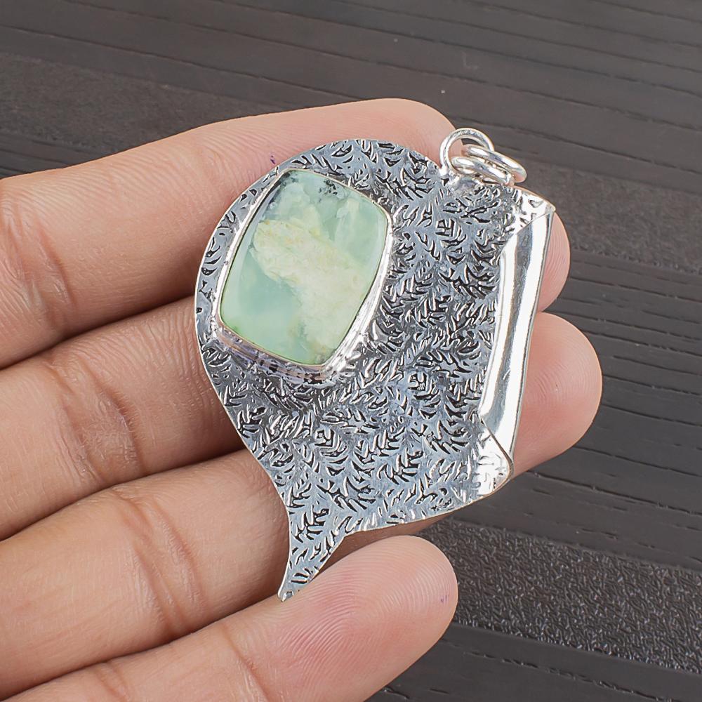 

Natural Prehnite Gemstone 925 Sterling Silver Jewelry Designer Pendant 2.09 AJP-2422