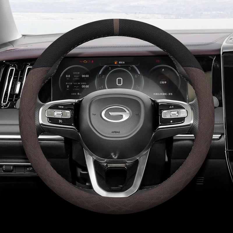 Suede Car Steering Wheel Cover Decoration Handle Wrap For GAC Trumpchi GS8 E9 M8 ES9 2026 2026 Braid On Steering-Wheel черный коричневый