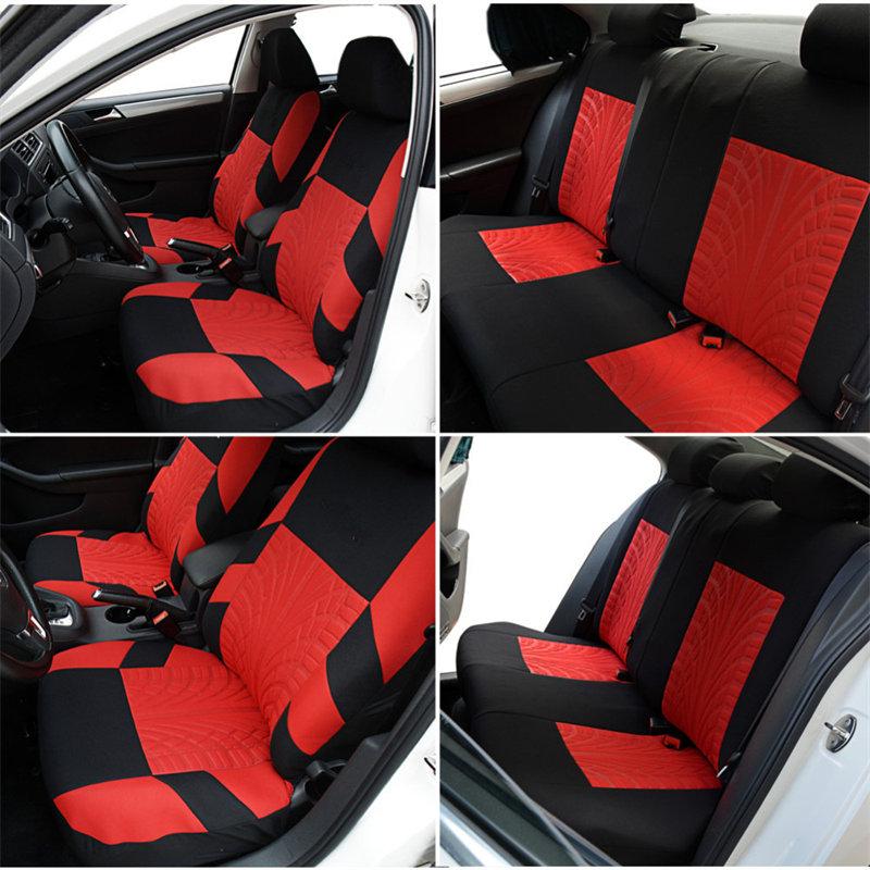 Cars Seat Covers Set Universal with Tire Track Detail Styling Car Seats Protector Universal Fit Most Auto Interior Decoration Accessories