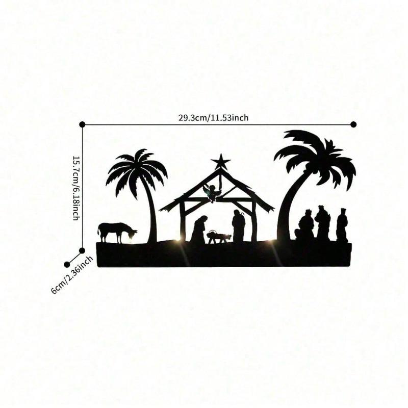 Vintage Metal Nativity Candle Holder Set Farmhouse Christmas Centerpiece Holiday Gift разноцветный