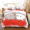 Popular Peach Cat IP Duvet Cover + 2 Pillowcases, Lovely Pink Cat Pattern Bedding Set for Fan Collection