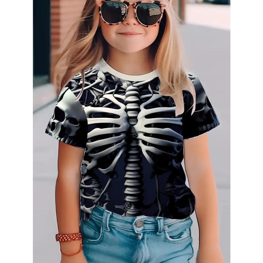 New summer girls short-sleeved T-shirt animal 3D digital printing trend casual loose tops