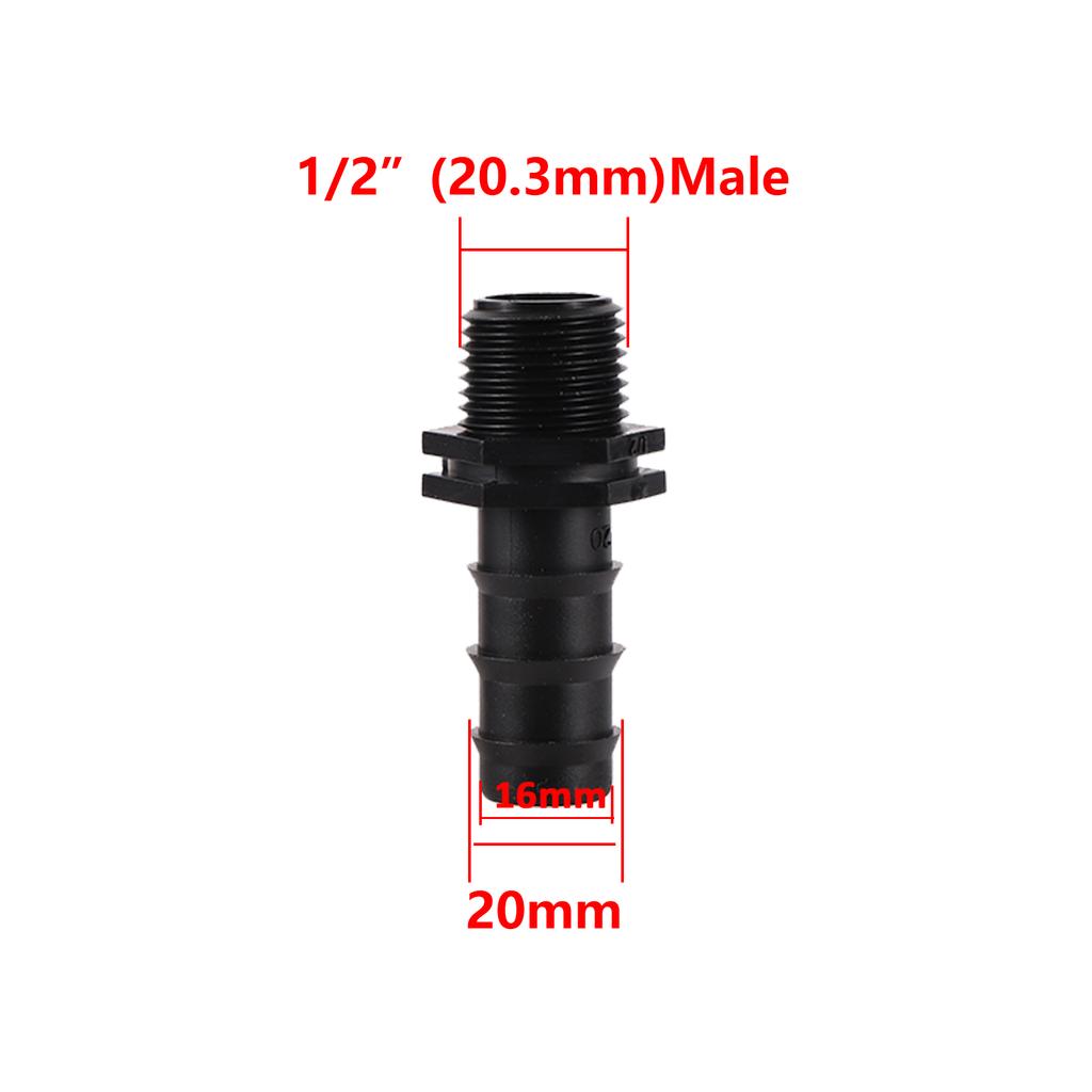 5Pcs 1/2 3/4 Female Male Thread to 16mm 20mm Hose Barb Straight Connector Garden Irrigation Water Pipe Coupling Reducing Adapter