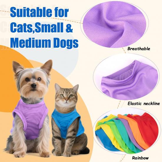 7 Pcs Small Dog Shirts,Solid Puppy Tanks Top,Lightweight and Breathable Pet Shirt for Summer,Doggy Sleeveless Vest T-Shirt for Small Dogs Cats,Size S