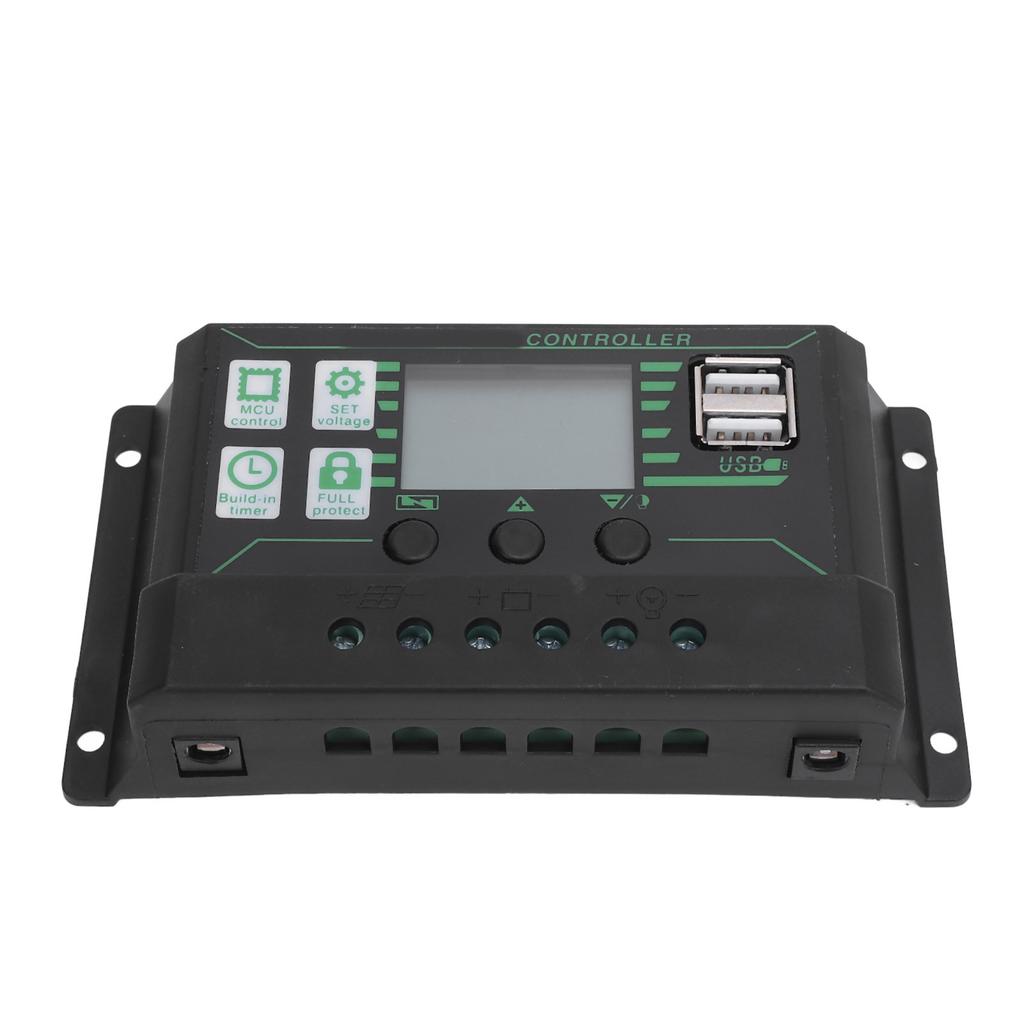 Solar Charge Controller 12V 24V 10A LCD Display Dual USB Port Multiple Guard Solar Panel Regulator for RV Car Boat
