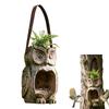 Resin Tree-Mounted Bird Feeder Owl Shaped Sparrow Feeding Station Weather-Resistant for Outdoor Garden Backyard Patio Yard Porch