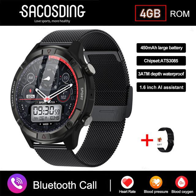 Smart Watch Men Amoled Display Sports Watches 4g Rom Voice Calling Local Music Waterproof Men Smartwatch For Xiaomi Android