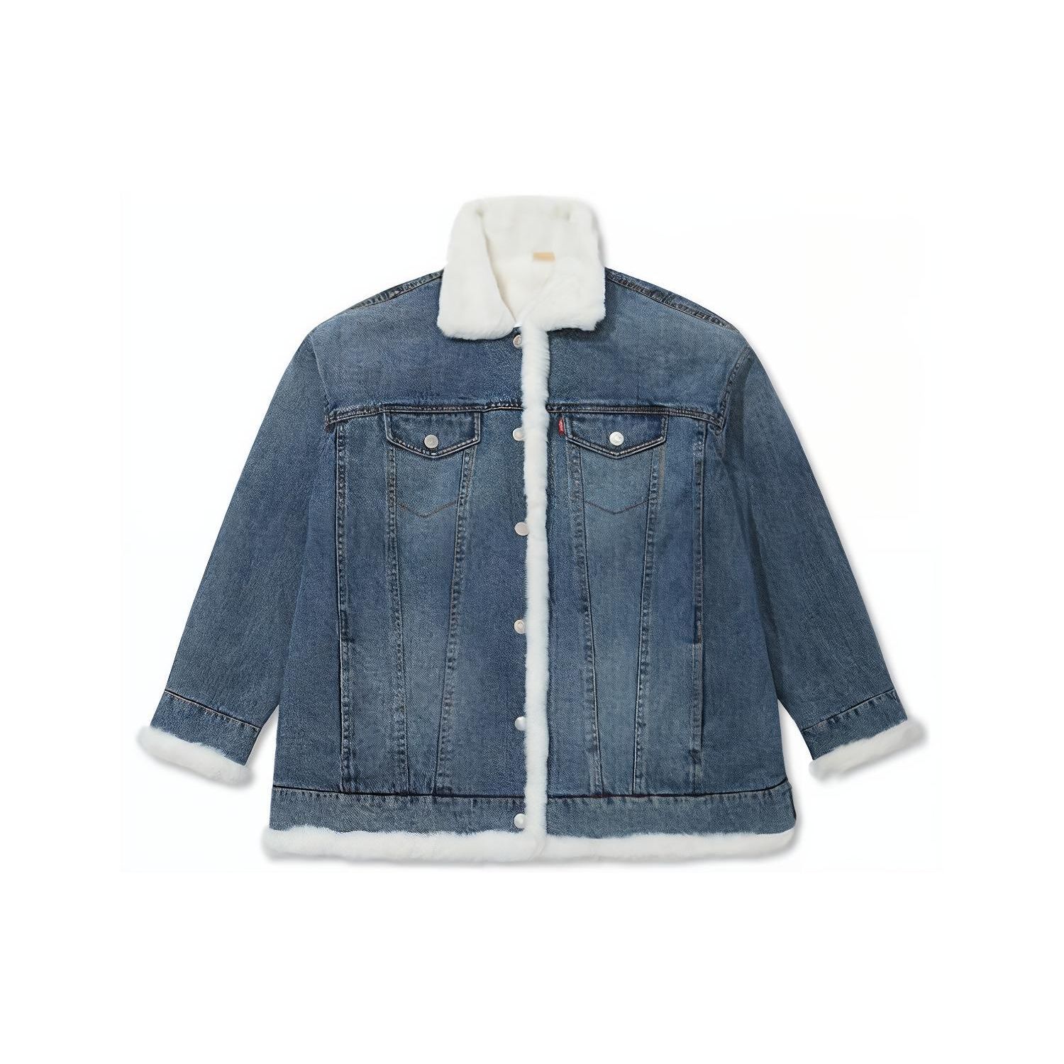 

Levis Fw22 Однотонная джинсовая куртка на пуговицах с длинным рукавом Женские куртки Синяя A5183-0000 XS