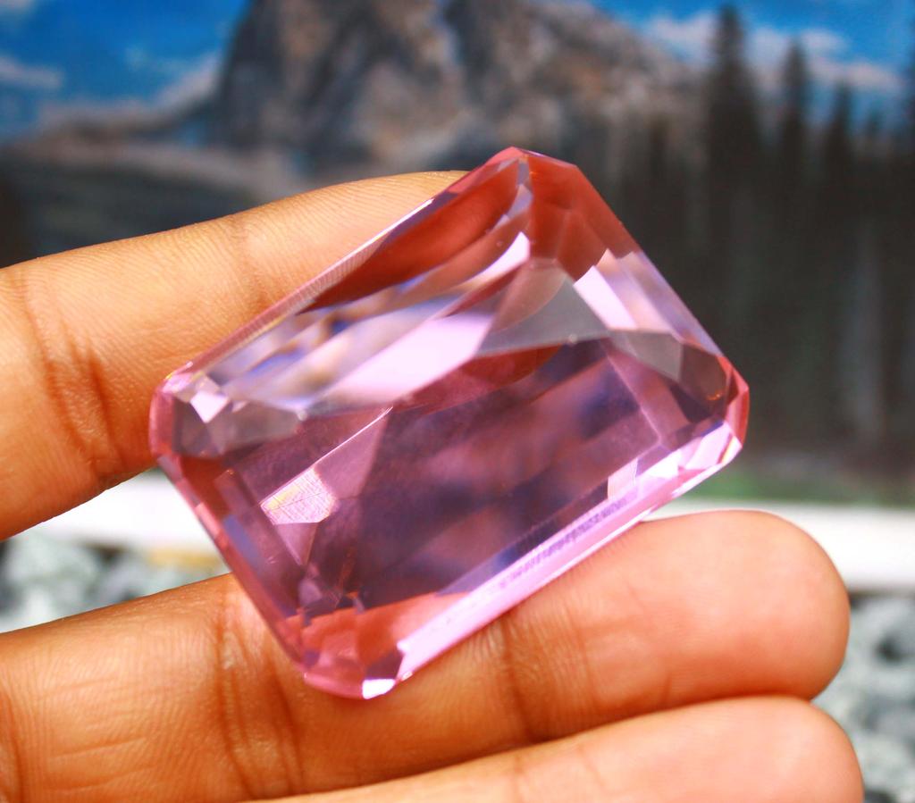 Washington's Birthday 182.50 Carat Pink Topaz Lap Created Emerald Shape Certified Gemstone SN633