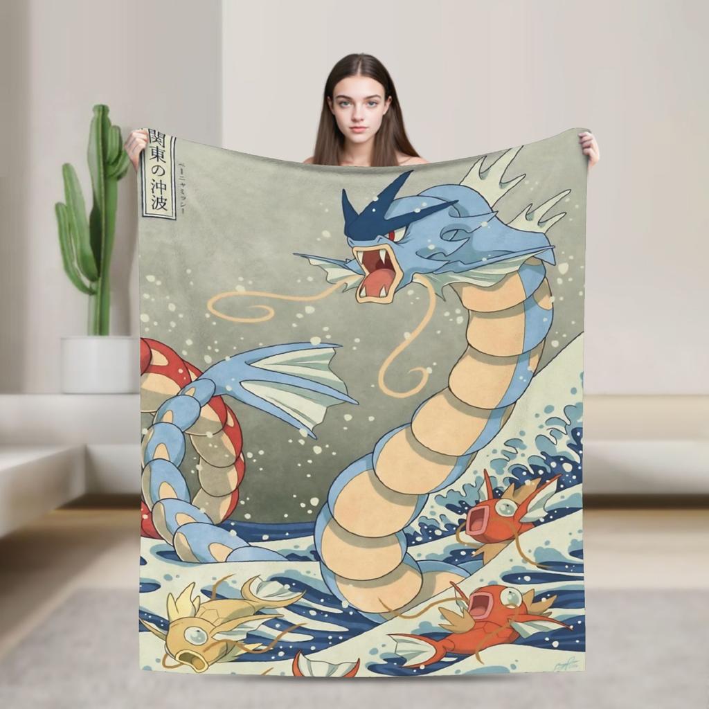 Pokemones Mudkip Wave Blanket Flannel All Season Breathable Super Soft Throw Blanket for Home Couch Quilt