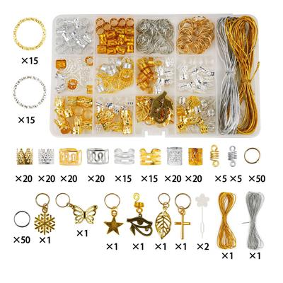 300 Stück Dreadlocks Schmuck DIY Flechtzubehör Haarperlen Gold Silber Faden Haaranhänger