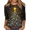 Women's Fashion Casual Three-quarter Sleeve Christmas PrintedNeck Top