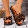 Spring and Summer New Women's Shoes Platform Bow Leopard Print Slipper Women