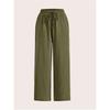 Western Women's Casual Solid Color Drawstring Straight Leg Slight Flare Pocket Casual Pants