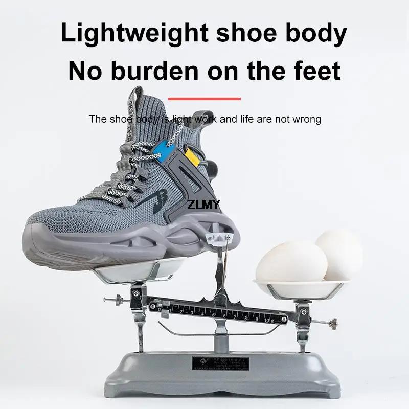 Fashion Men's lightweight safety shoes, breathable steel-toed work safety boots, puncture-proof and smash-proof sports shoes