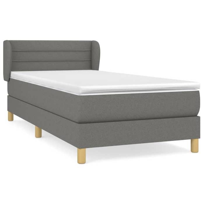 3126854 vidaXL Divan Bed with Mattress Dark Grey 90x200 Cm Fabric