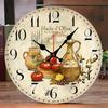 Vintage Olive Oil Wooden Round Silent Hanging Wall Clock, Suitable For Living Room, Office, Study Room, Bedroom, Home Decoration