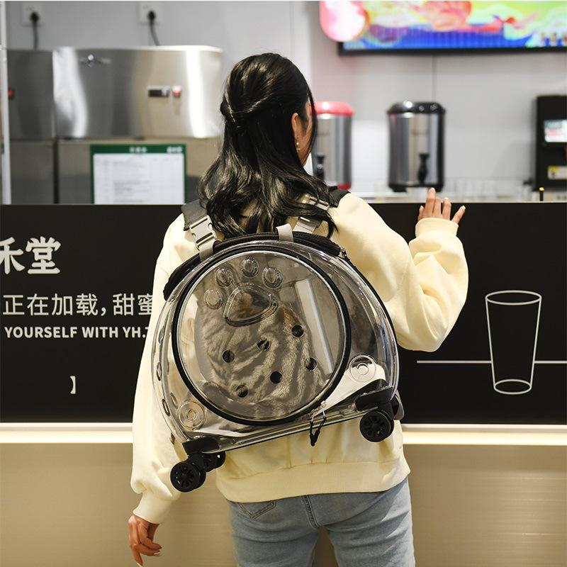 Maleta Trolley para Mascotas Bolsa Transparente para Gatos Maleta Trolley Cápsula Espacial para Gatos Multiusos Puede Ser Mochila Bolsa para Mascotas