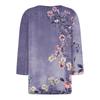Damen V-Ausschnitt Freizeit Dreiviertelarm Knopf-Detail Top mit Blumenmuster