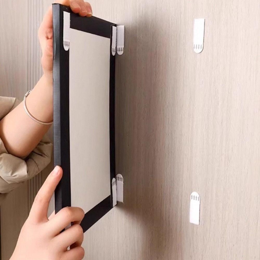 12 Pairs Heavy Duty Picture Hanging Strips Trace-less Undamaged Frame Tape Strip Removable Easy To Pull White Adhesive Strips