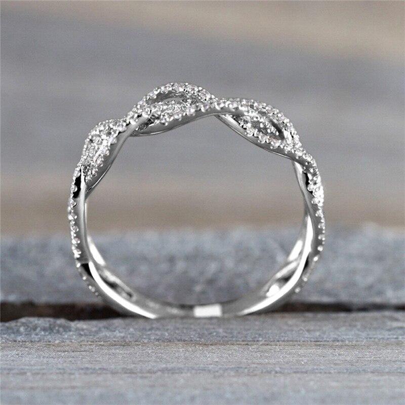 Fancy Twist Women's Rings Full Shiny CZ Delicate Daily Wear Accessories Fashion Versatile Female Jewelry