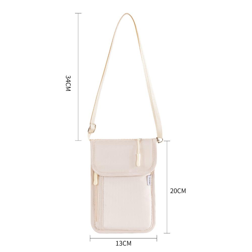 

Adjustable Strap Passport Pouch Multi-Pockets Smooth Zipper Travel Storage Bag Waterproof Protector Multi-Layer Neck Wallet бежевый