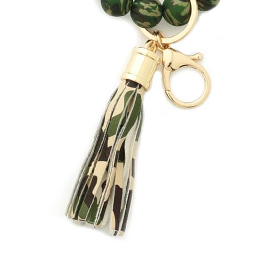 Beads Bracelet Keyring Glossy Stretchy Silicone Rounded Edge Bracelet Keychain Women Accessories