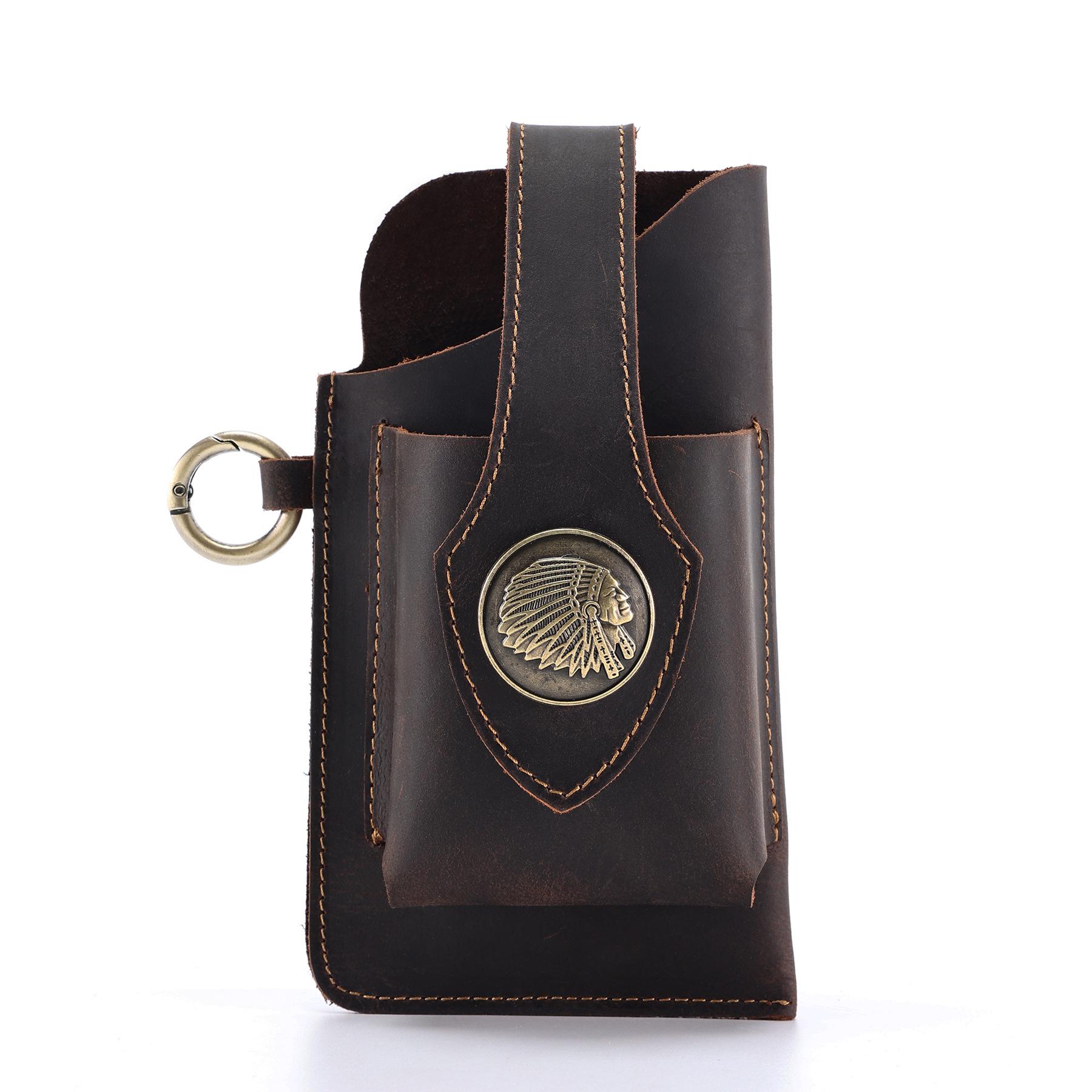

DUJIANG Men s Leather Waist Bag - Versatile Outdoor Phone & Key Holder