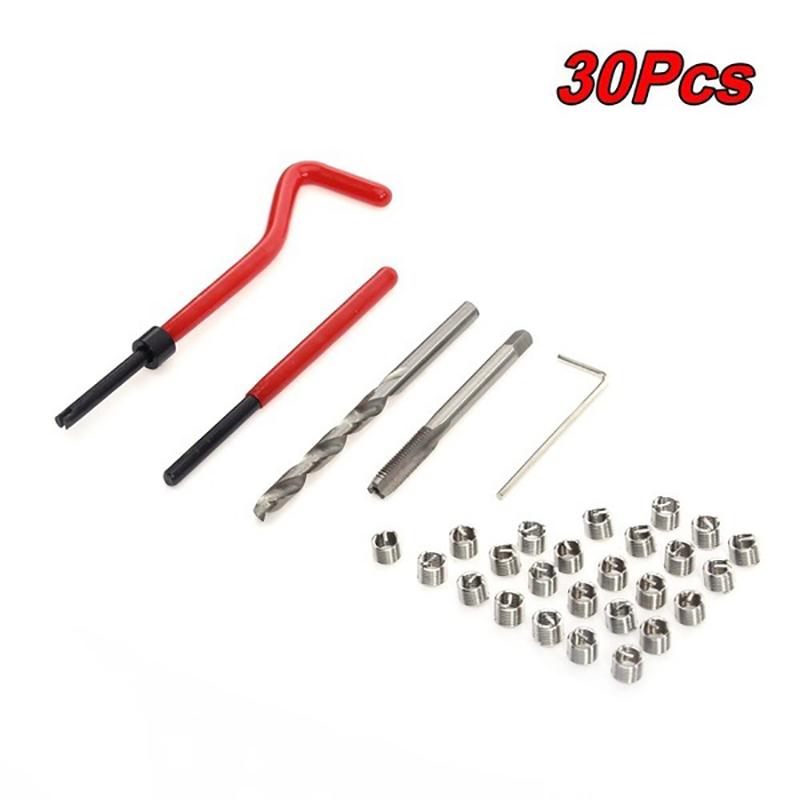 30pcs M5/M6/M8Thread Repair Set Metric Thread Insert Repair Tools Thread Repaire Kit Compatible Car Pro Coil Tools