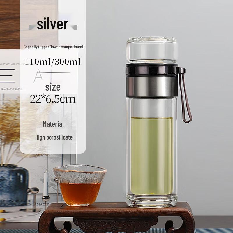 DKADI Double-Layer Tea Separation Glass Mug