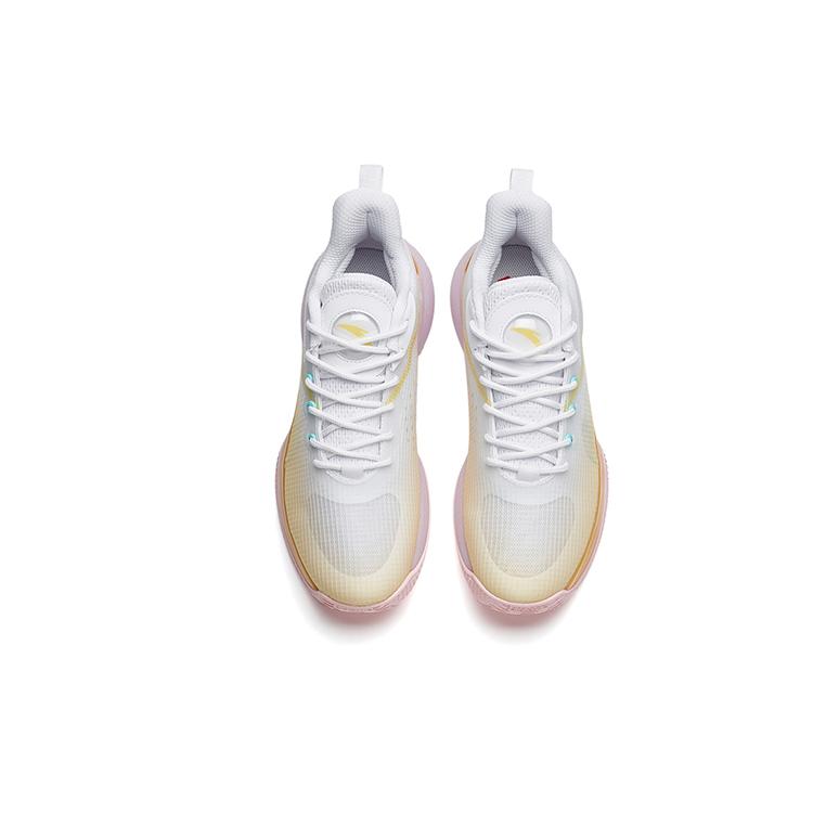 Anta Light Bubble Fabric Abrasion Resistant Breathable Low top Basketball Shoes Men's White Yellow 112221621-1