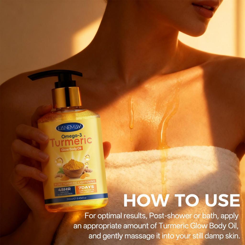 Turmeric Glow Body Oil-Nourishes While Hydrating Skin-Leaves Skin Dewy & Glowing-Lighweight & Fast Absorbing-250ml