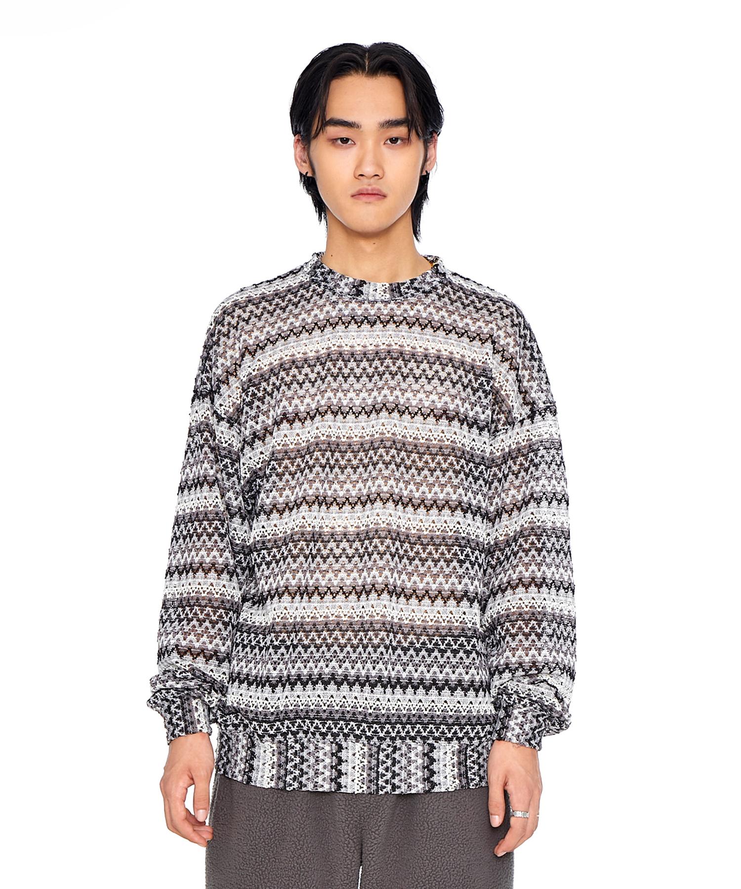 Eponim Zigzag Knitted Long Sleeve_Black & White One Size