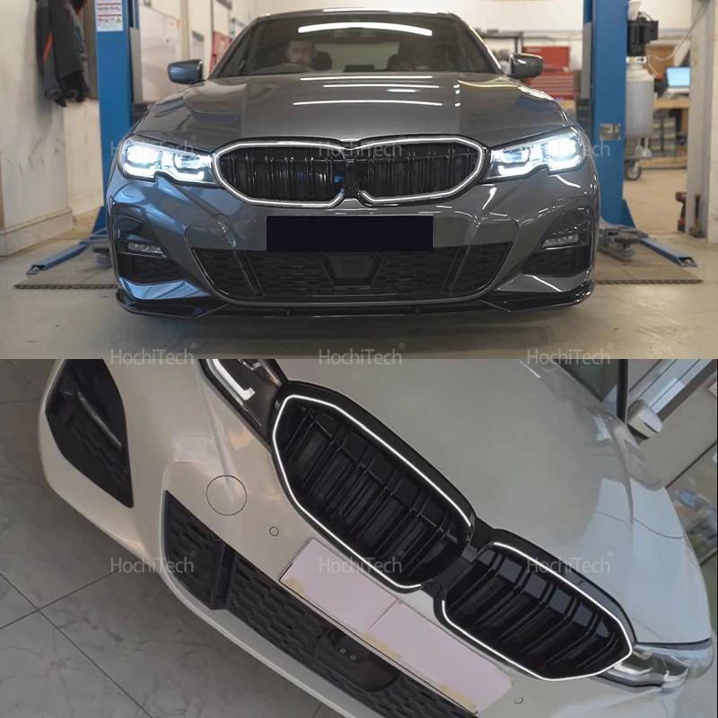 LED White Light Gloss Black Car Kidney Bumper Hood Grilles Replacement For BMW 3 Series G20 G21 Pre-LCI 2018 2019 2020 2021