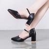 New Women Dress Shoes Cover Toe Ankle Strap Sandals Office  Mary Leisure Thick Heel Soft Bottom Simple Buckle Grace Single Shoe
