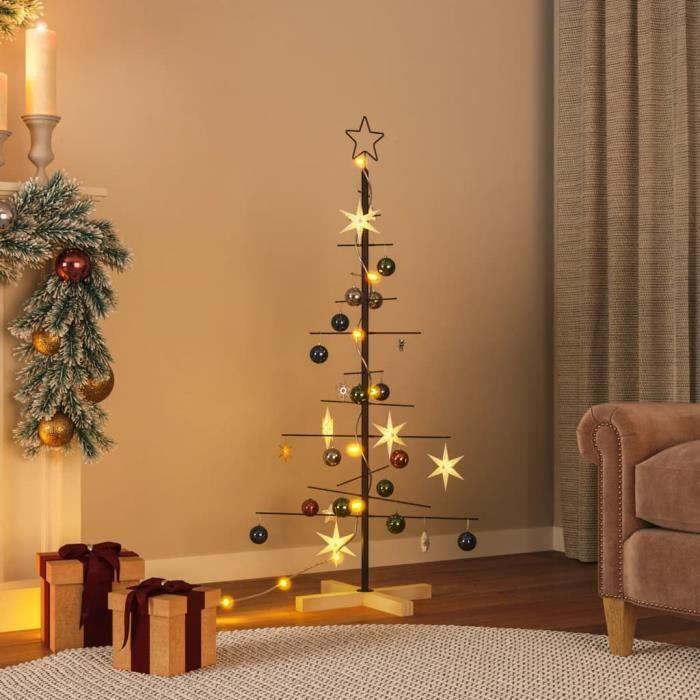 VidaXL Arbre de Noël en métal avec base en bois noir 120 cm 359603
