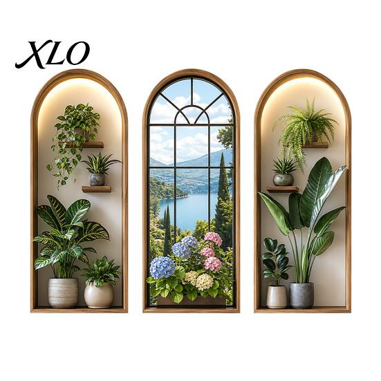 2D Archway Decals 3Pcs Arched Flower Wall Stickers, Boho Style Floral Plant Decals, Self Adhesive PVC Peel And Stick Wallpaper for Waterproof Stickers
