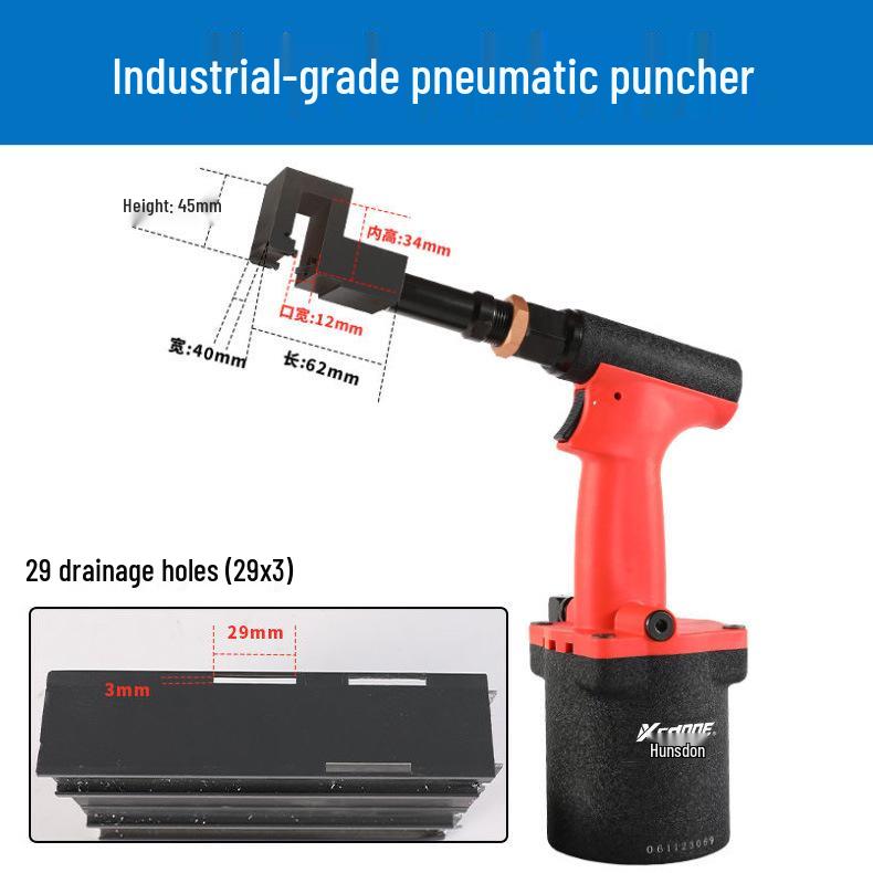 Pneumatic Punching Gun for Aluminum Door & Window Profiles - Air Vent, Bridge Break, and Corner Code Punching Tool