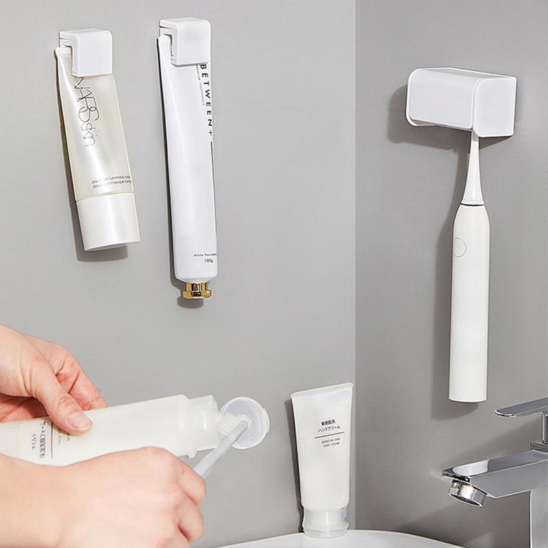 Punch-Free Wall-Mounted Toothbrush Holder Toothpaste Holder Toothpaste Storage Rack Bath Organizer Bathroom Accessories