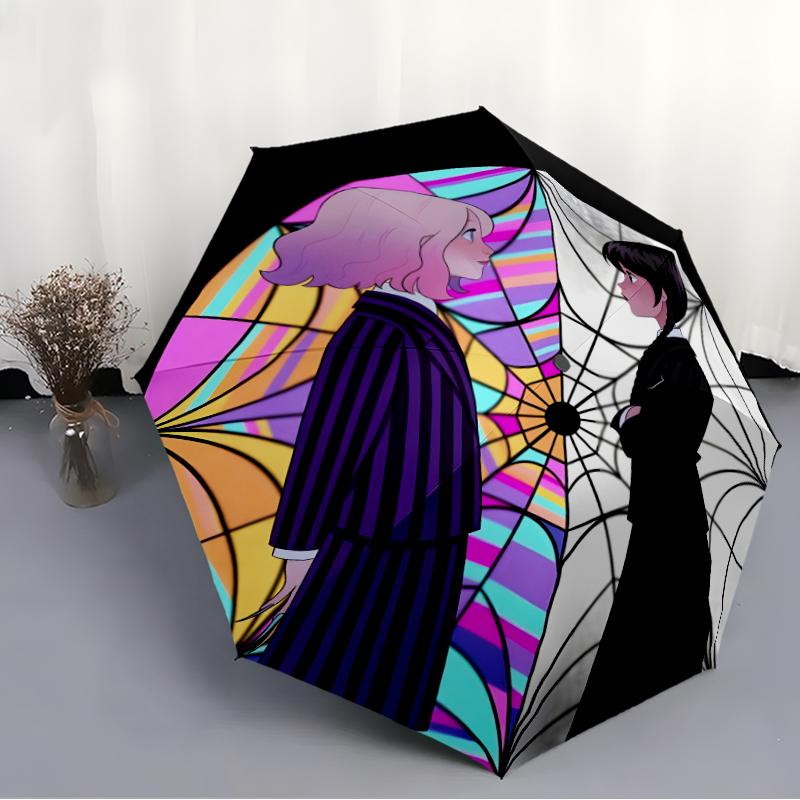1pc Addams Family Wednesday7 Umbrella, Sun Protection, And UV Shielding. It Has Eight Sturdy Ribs for Outdoor Use And Perfect Gift