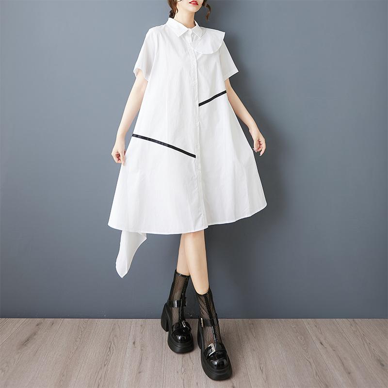 Short Sleeve Plus Size Vintage New In Dresses for Women Casual Loose Long Summer Shirt Dress