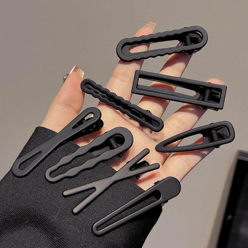 Black Matte Duckbill Hair Clip for Women s Flyaway Styling and Bangs, Simple Hair Accessory