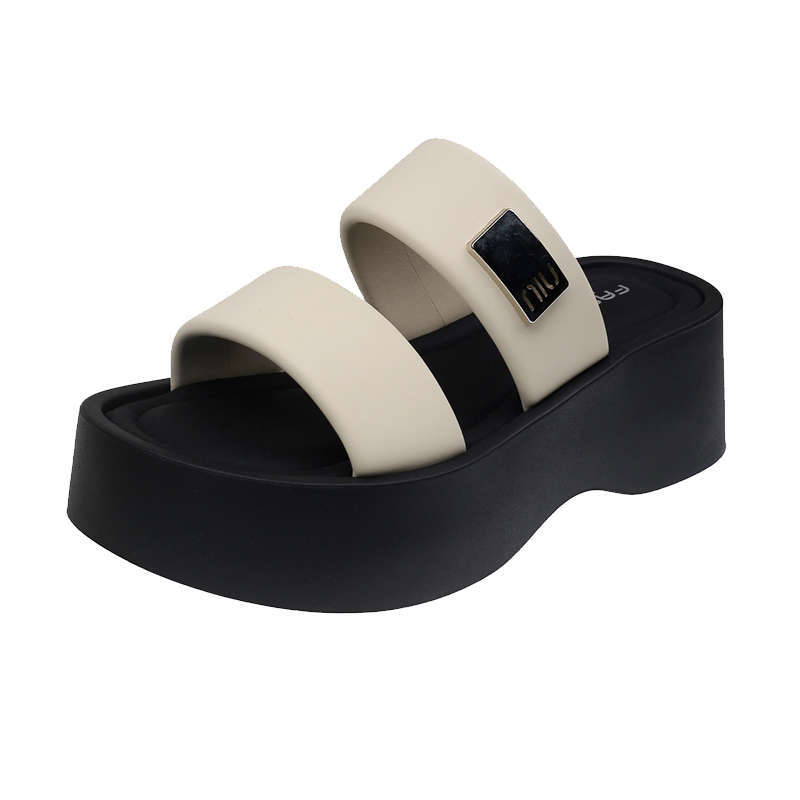 French Heightened Platform Slippers Women's Summer Outer Wear Fashion and High Sense 2025 Super Hot New Models with Skirt Wedges